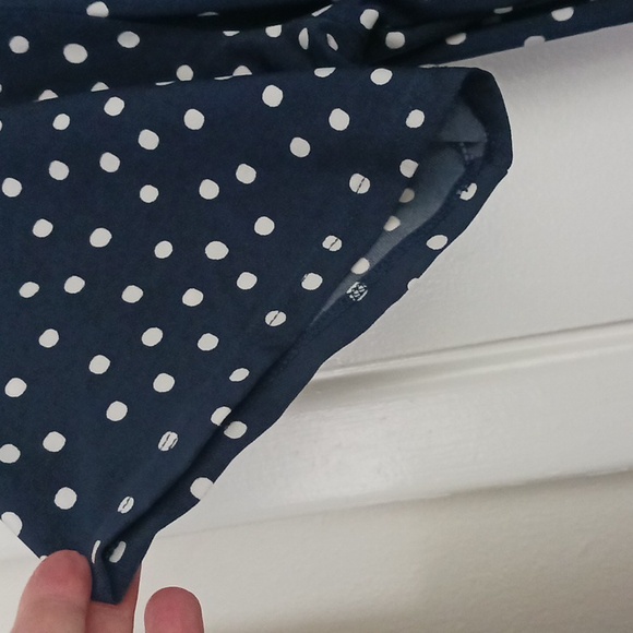 Woman within 1X 22/24 Navy and White Polka Dot Dress - Picture 4 of 6